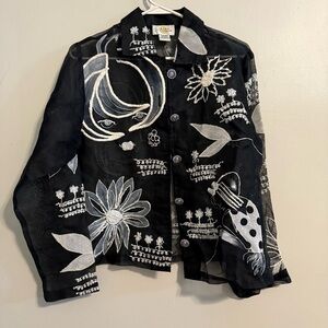 Sandy Starkman Women’s Silk Jacket Size XS abstract Art To Wear Mixed Textile